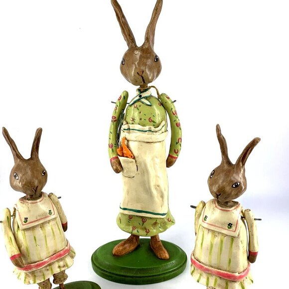 Penny McAllister Bunny Rabbit Mom and Kids Twins 2003 Arms Move Lot of 3 Vtg - Picture 2 of 10